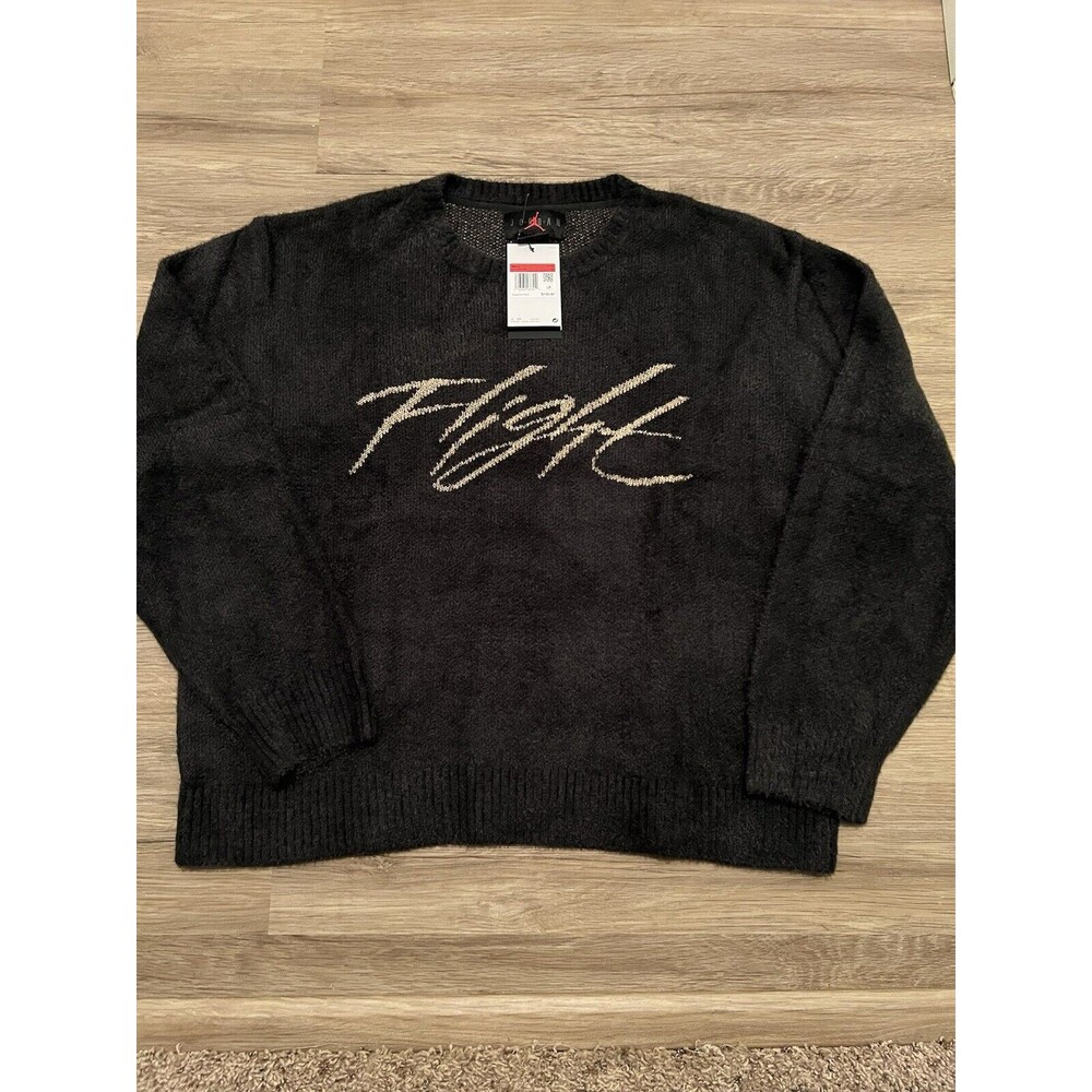 Jordan Flight Heritage Crop Knit Fuzzy Jumper FD7389-045 Off Noir Nike Large Men